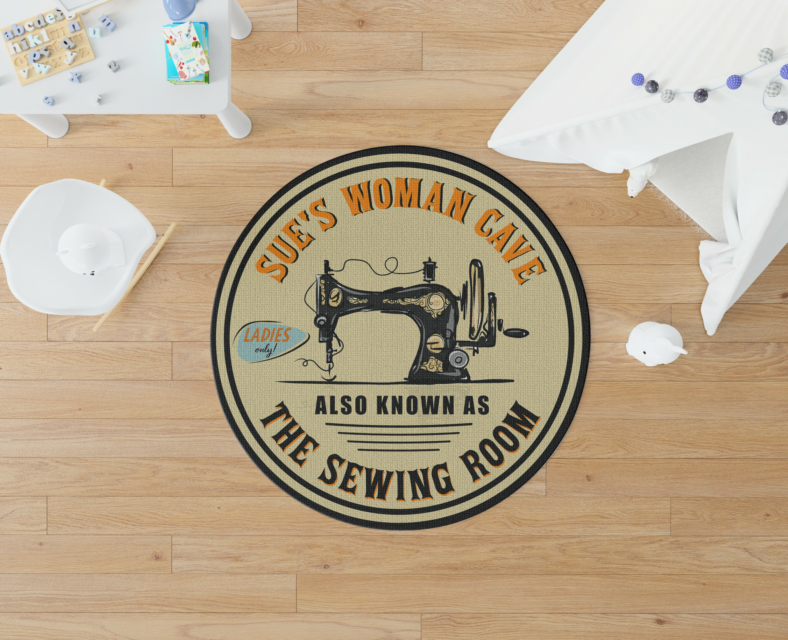 Personalized Sewing Room Round Rug Carpet Bedroom Livingroom Home Decor