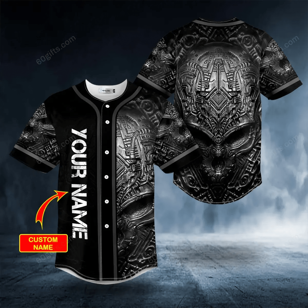 Personalized Silence Alien Skull Baseball Jersey