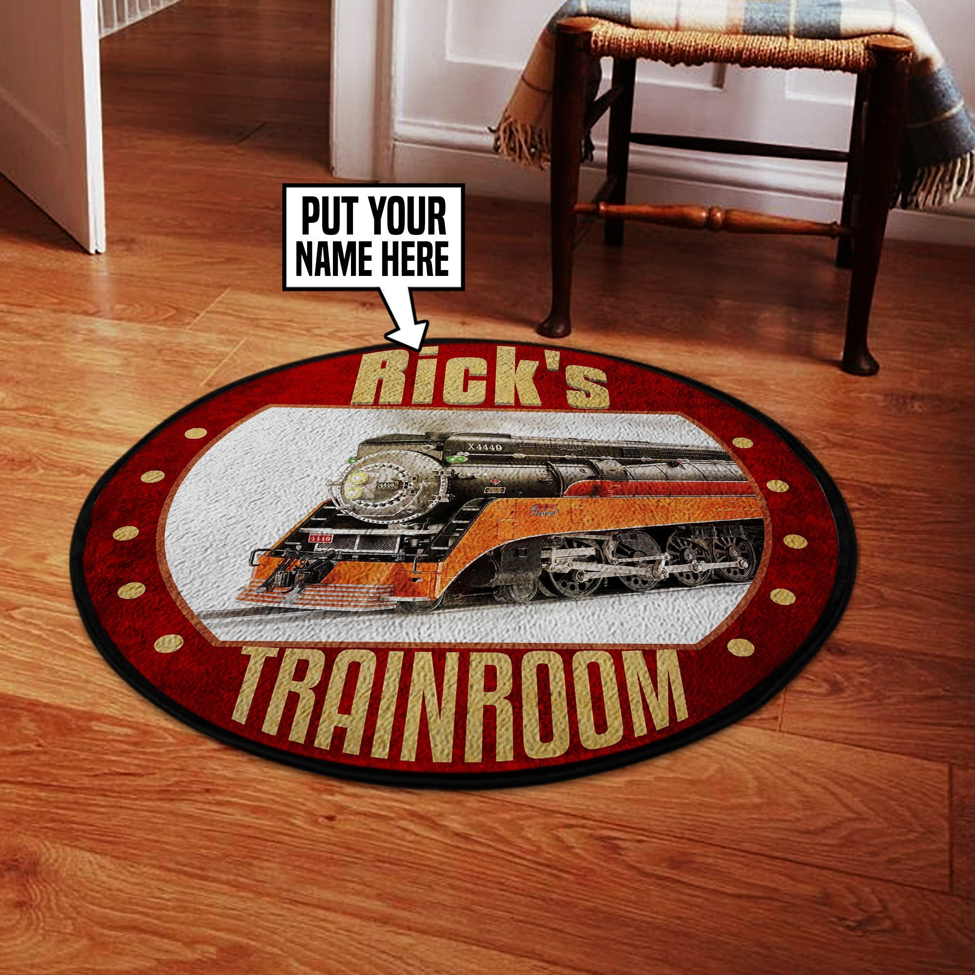 Personalized Sp Southern Pacific Line Steam Locomotive The Coast Daylight Train Round Rug Carpet Bedroom Livingroom Home Decor