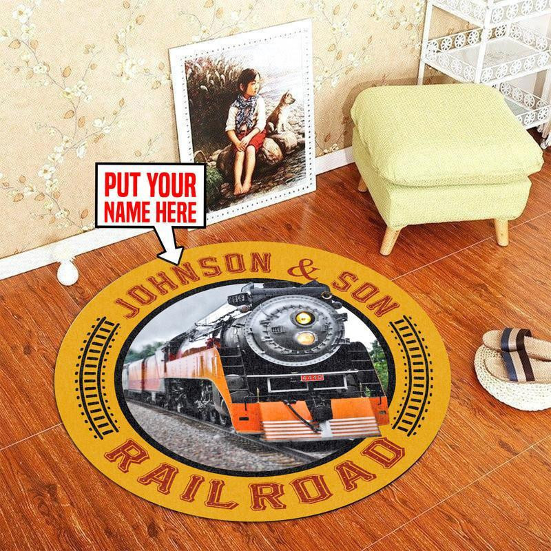 Personalized Sp Southern Pacific Line Steam Locomotive The Coast Daylight Train Vintage Round Rug Carpet Bedroom Livingroom Home Decor