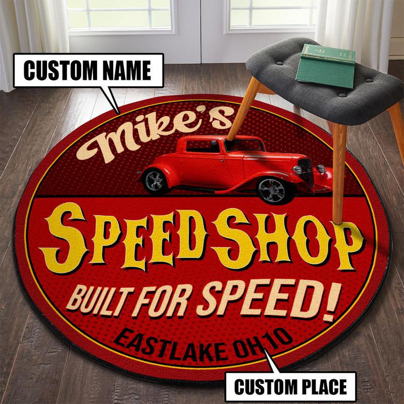 Personalized Speed Shop Build For Speed Round Rug Carpet Bedroom Livingroom Home Decor