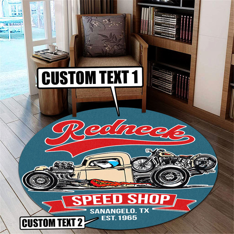 Personalized Speed Shop Round Rug Carpet Bedroom Livingroom Home Decor
