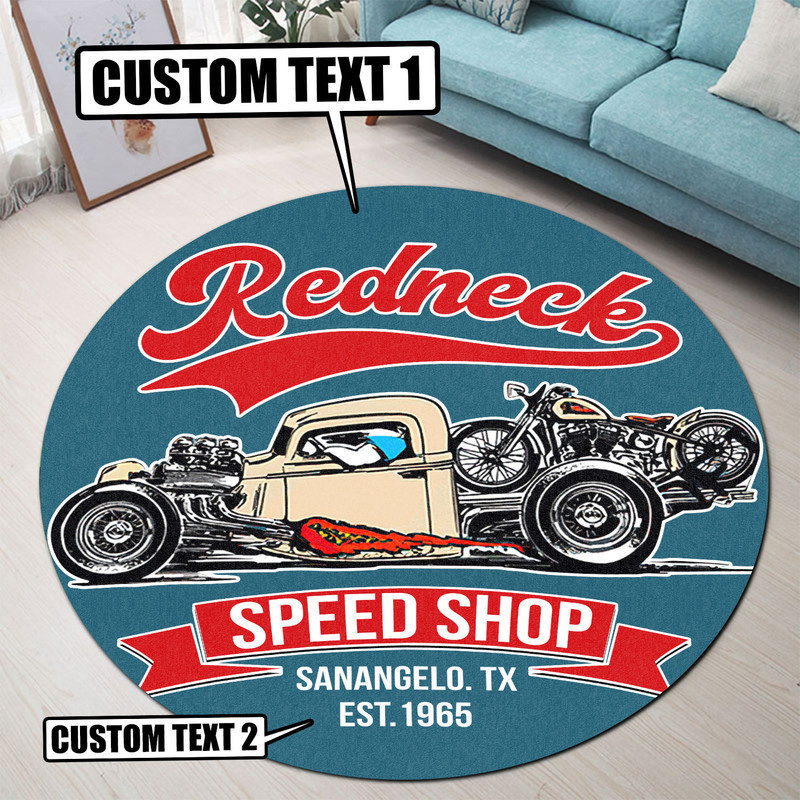 Personalized Speed Shop Round Rug Carpet Bedroom Livingroom Home Decor