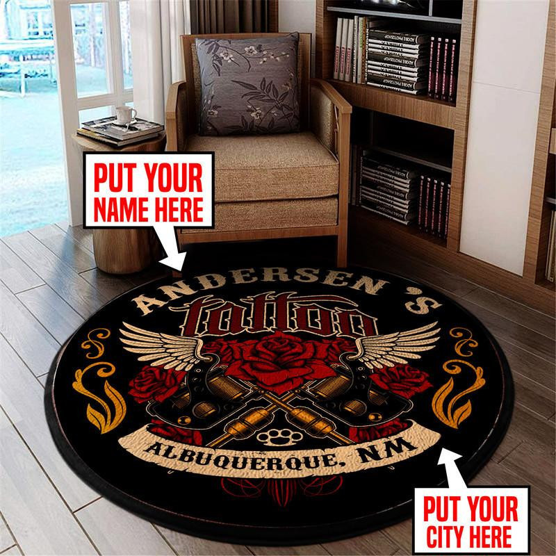 Personalized Tattoo Living Room Round Rug Carpet Bedroom Livingroom Home Decor - Image 3