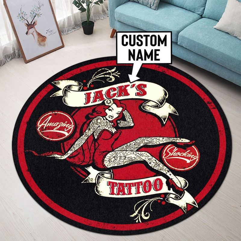 Personalized Tattoo Round Rug Carpet Bedroom Livingroom Home Decor