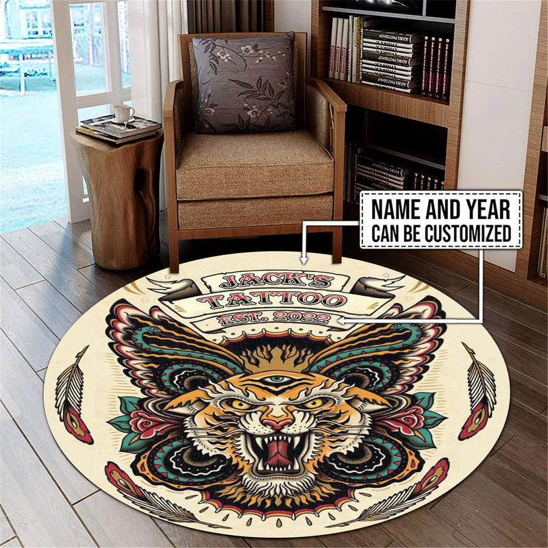 Personalized Tattoo Round Rug Carpet Bedroom Livingroom Home Decor - Image 3