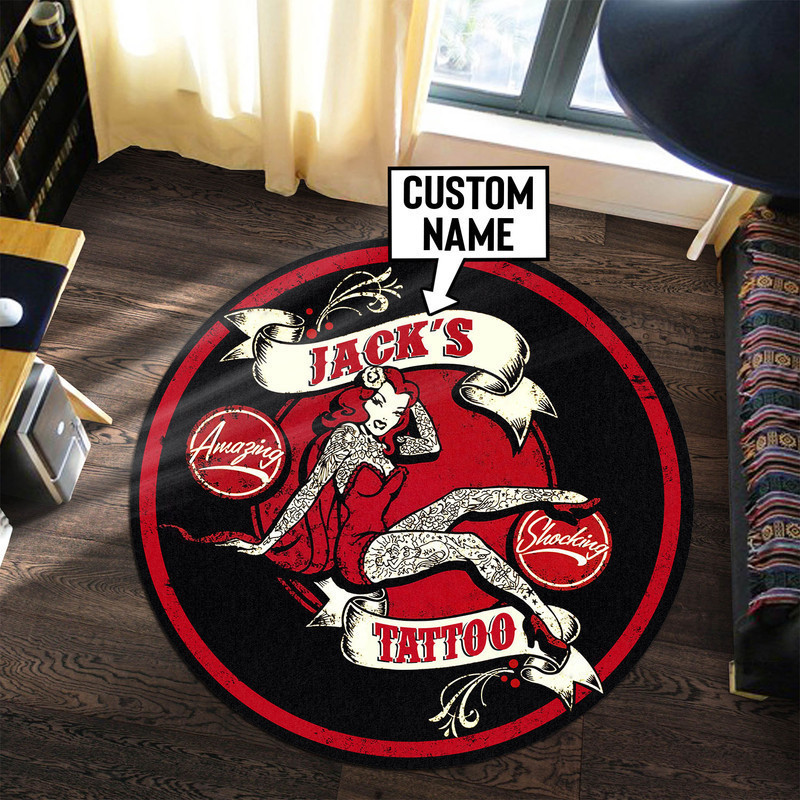 Personalized Tattoo Round Rug Carpet Bedroom Livingroom Home Decor - Image 3