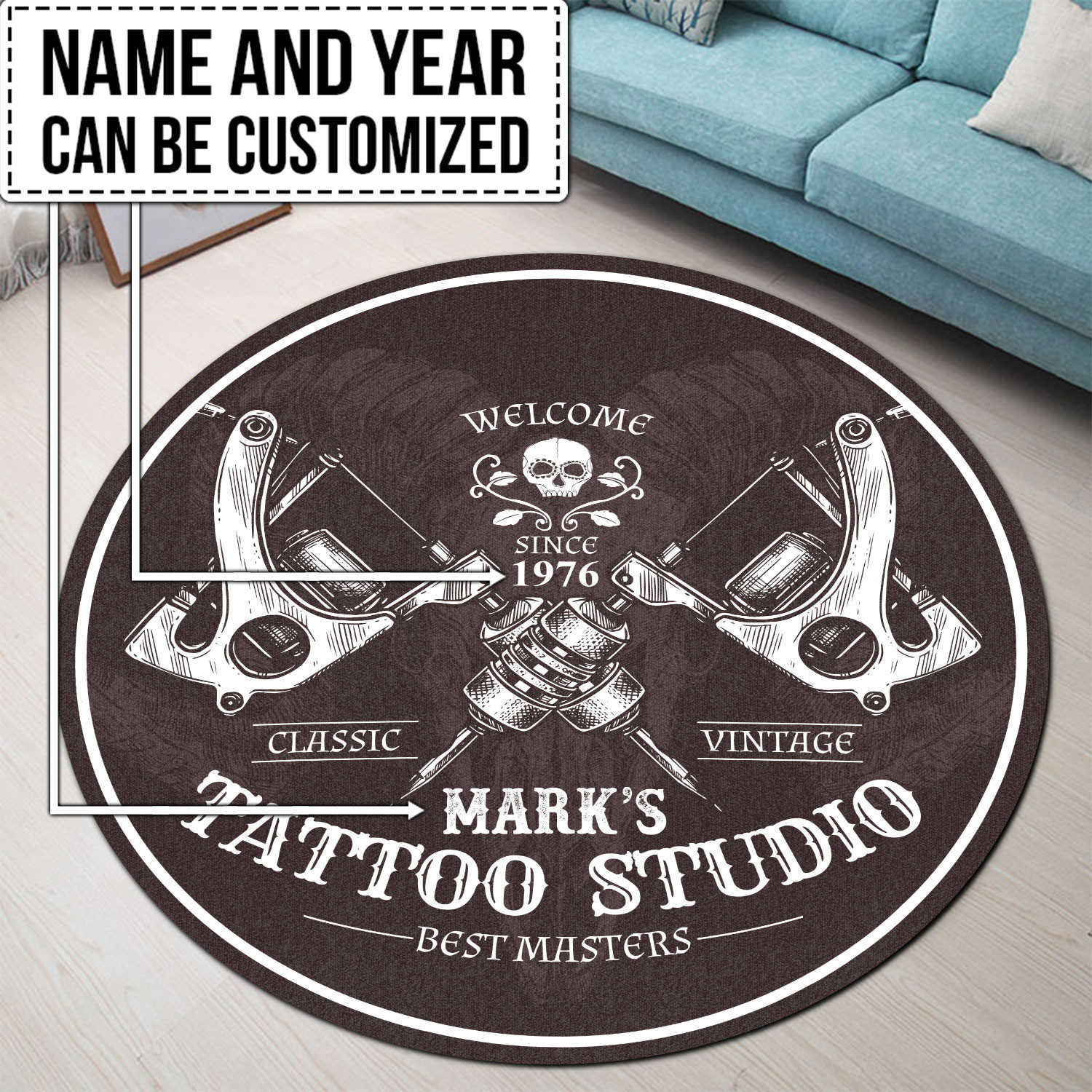 Personalized Tattoo Studio Round Rug Carpet Bedroom Livingroom Home Decor
