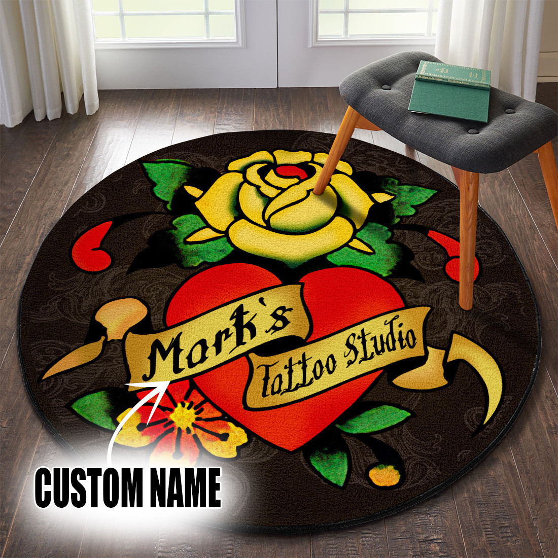 Personalized Tattoo Studio Round Rug Carpet Bedroom Livingroom Home Decor