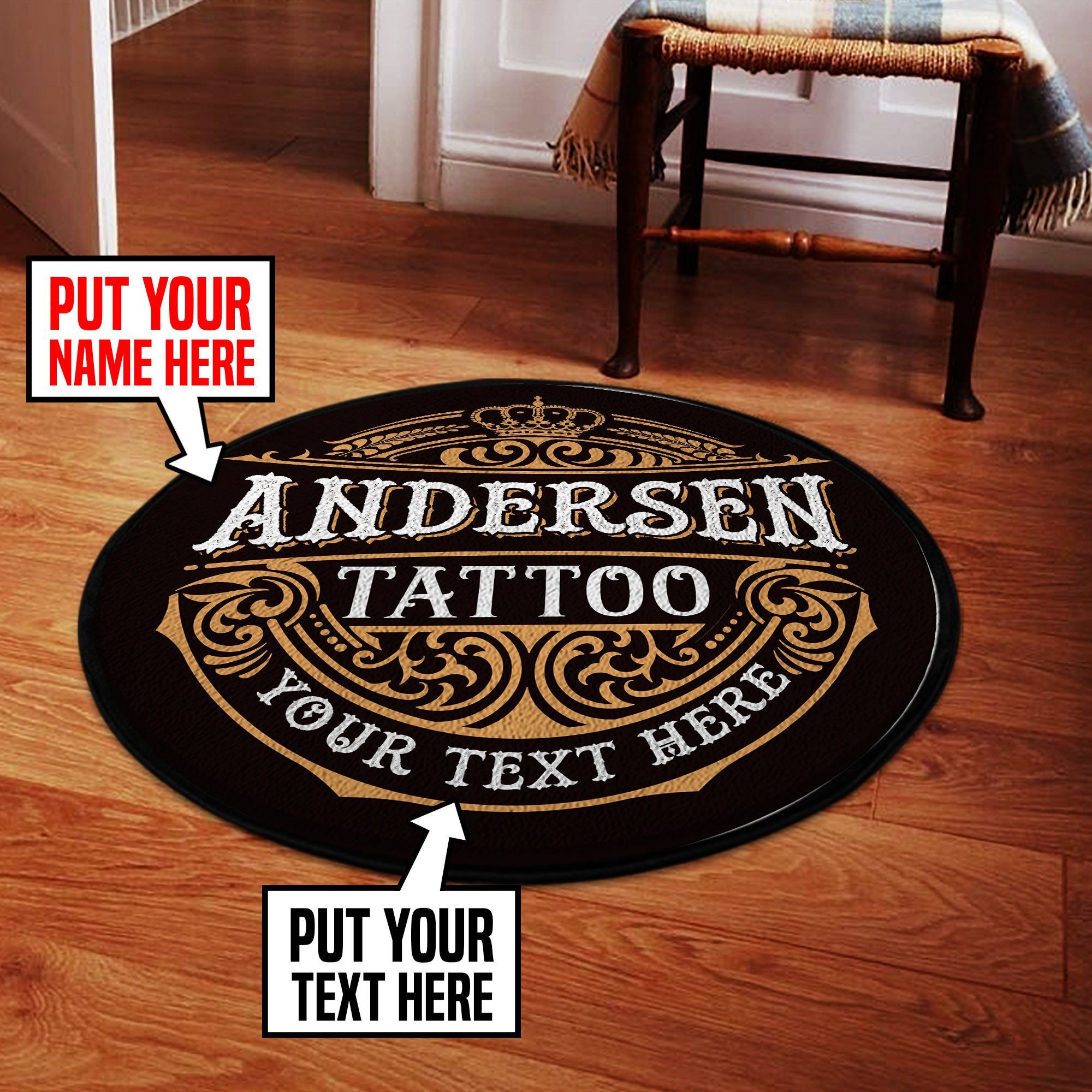 Personalized Tattoo Studio Round Rug Carpet Bedroom Livingroom Home Decor