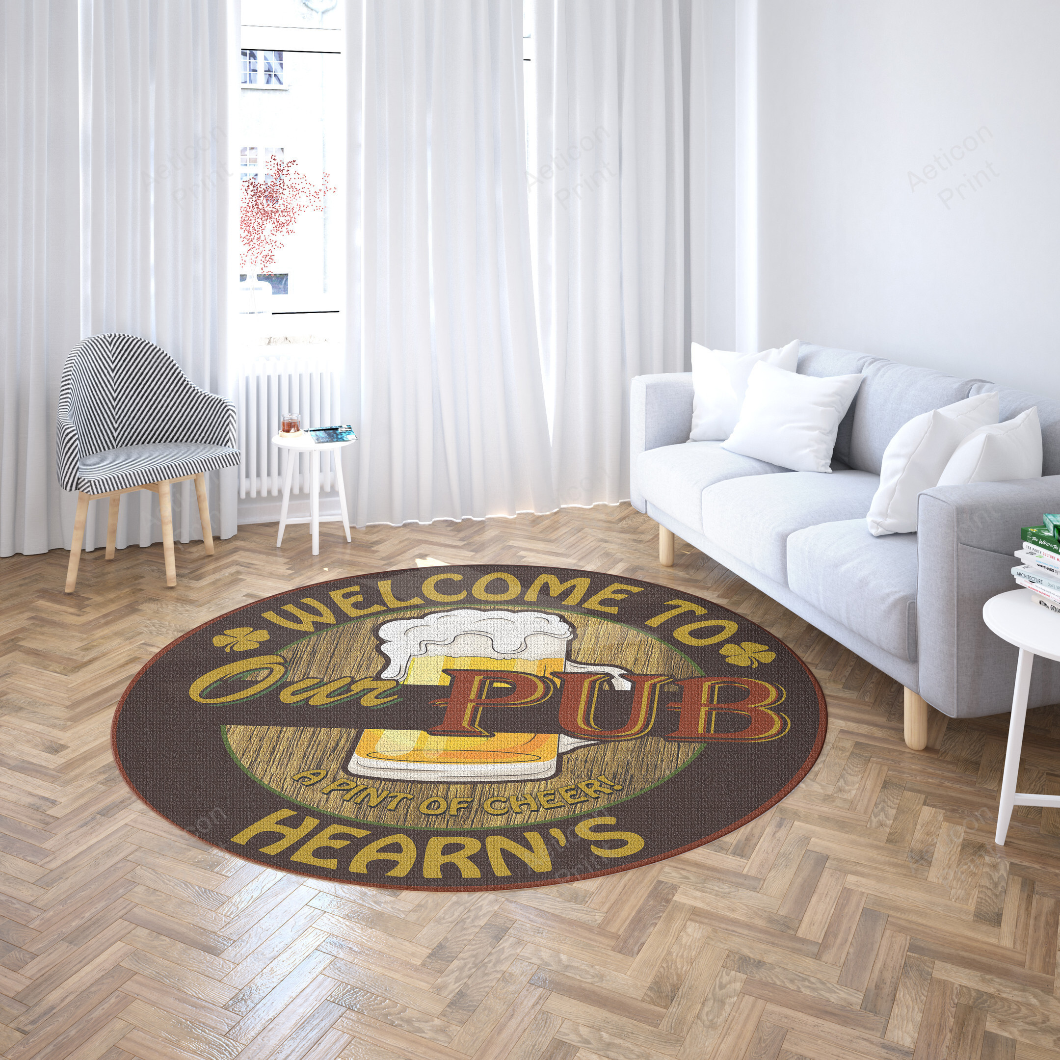 Personalized Tavern Bar Round Rug Carpet Bedroom Livingroom Home Decor