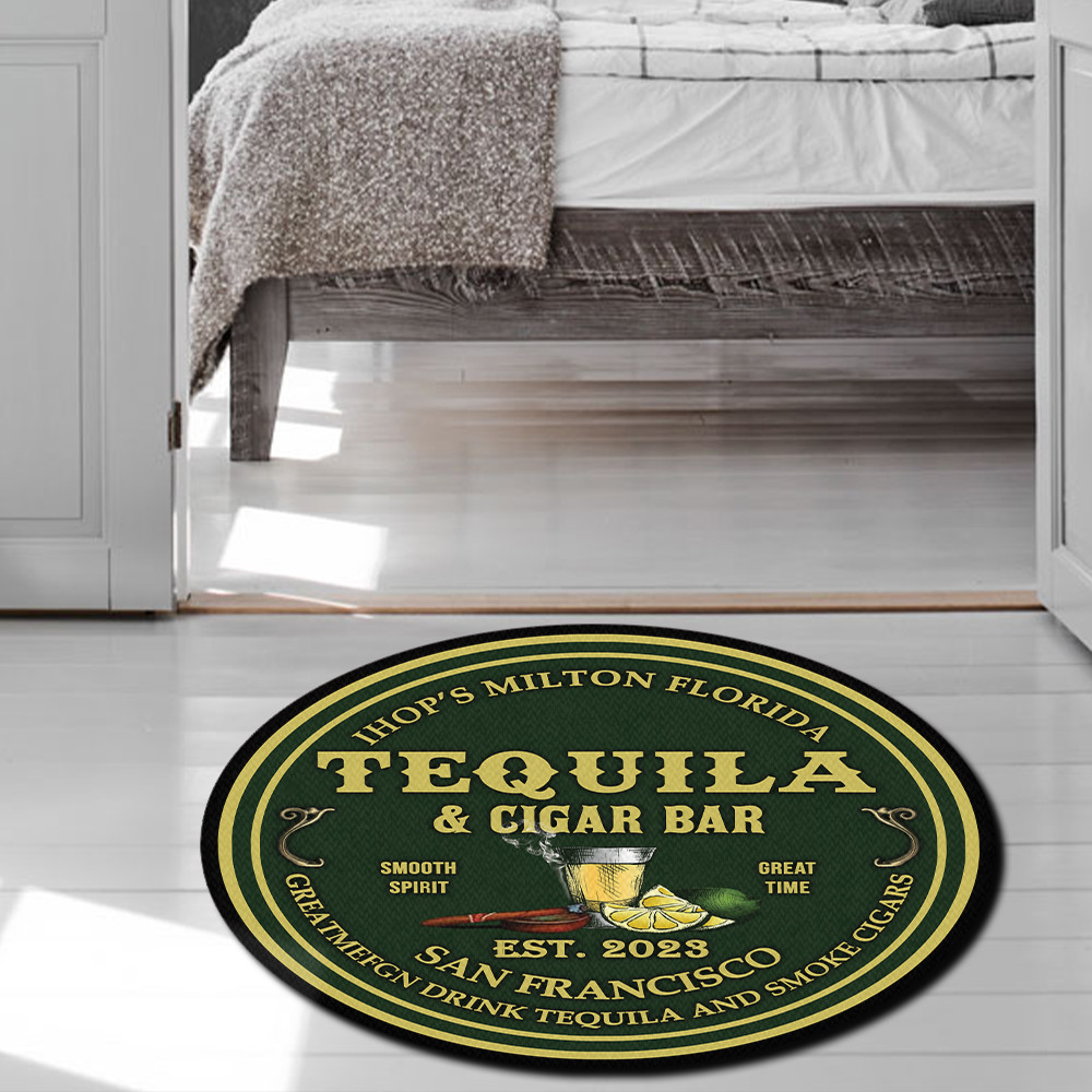 Personalized Tequila Cigar Bar Living Room Round Rug Carpet Bedroom Livingroom Home Decor
