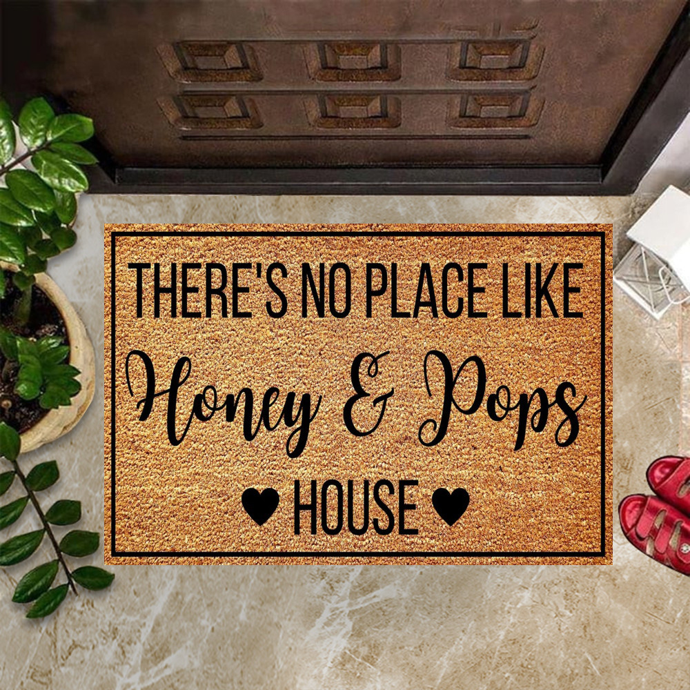 Personalized There's No Place Like Honey And Pops House Rubber Doormat Welcome Mats For Front Door
