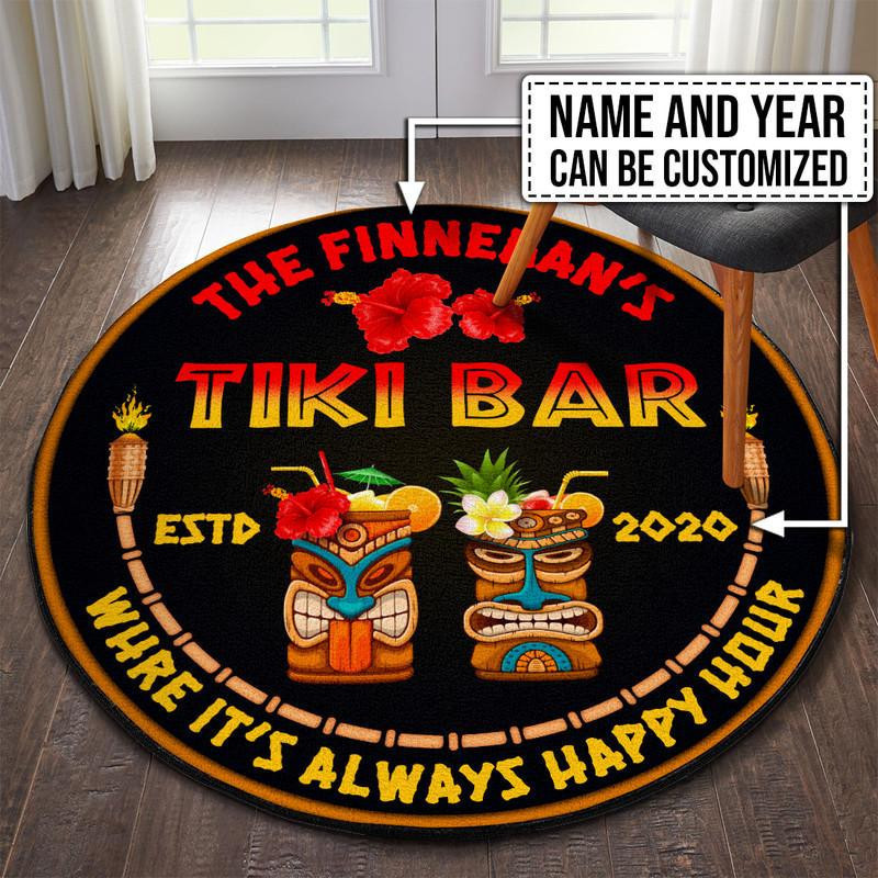 Personalized Tiki Bar Round Rug Carpet Bedroom Livingroom Home Decor