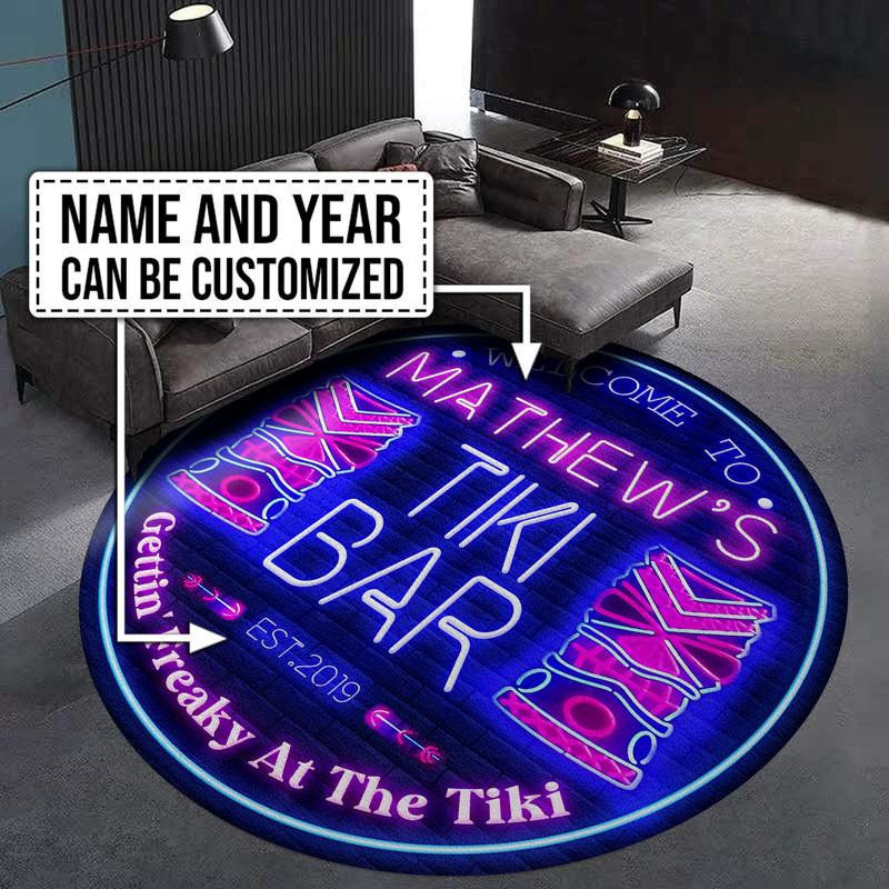 Personalized Tiki Bar Round Rug Carpet Bedroom Livingroom Home Decor