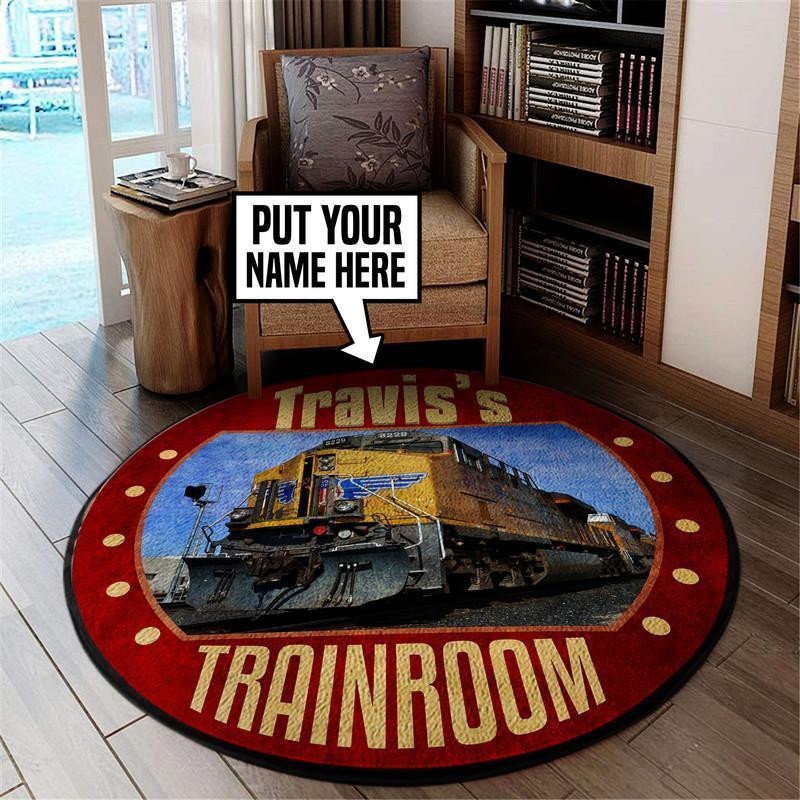 Personalized Up Union Pacific Railroad Round Rug Carpet Bedroom Livingroom Home Decor