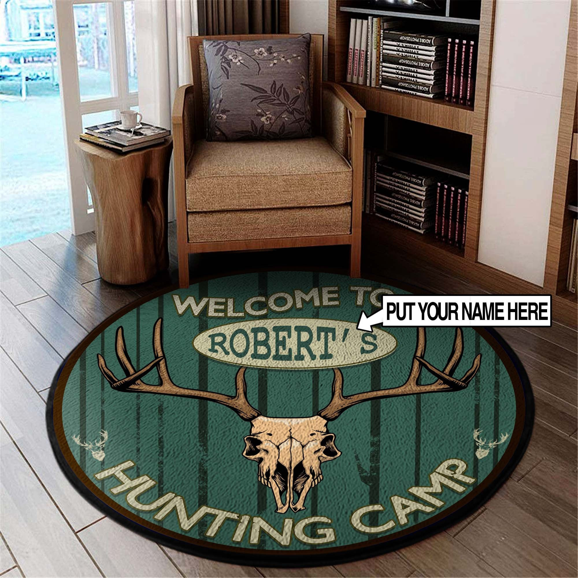 Personalized Welcome Hunting Camp Round Rug Carpet Bedroom Livingroom Home Decor