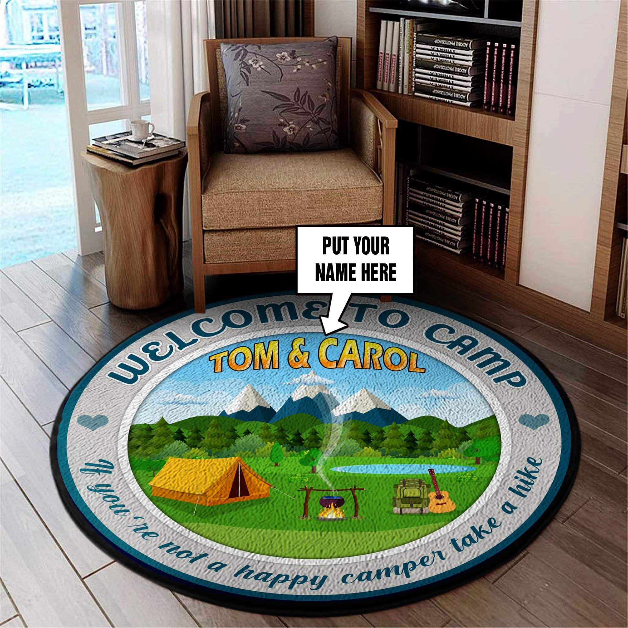 Personalized Welcome To Camp Round Rug Carpet Bedroom Livingroom Home Decor