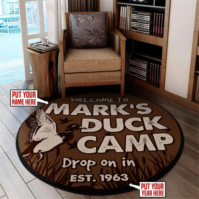 Personalized Welcome To Duck Camp Living Room Round Rug Carpet Bedroom Livingroom Home Decor
