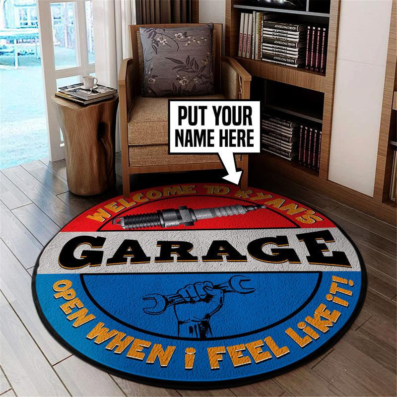 Personalized Welcome To Garage Round Rug Carpet Bedroom Livingroom Home Decor