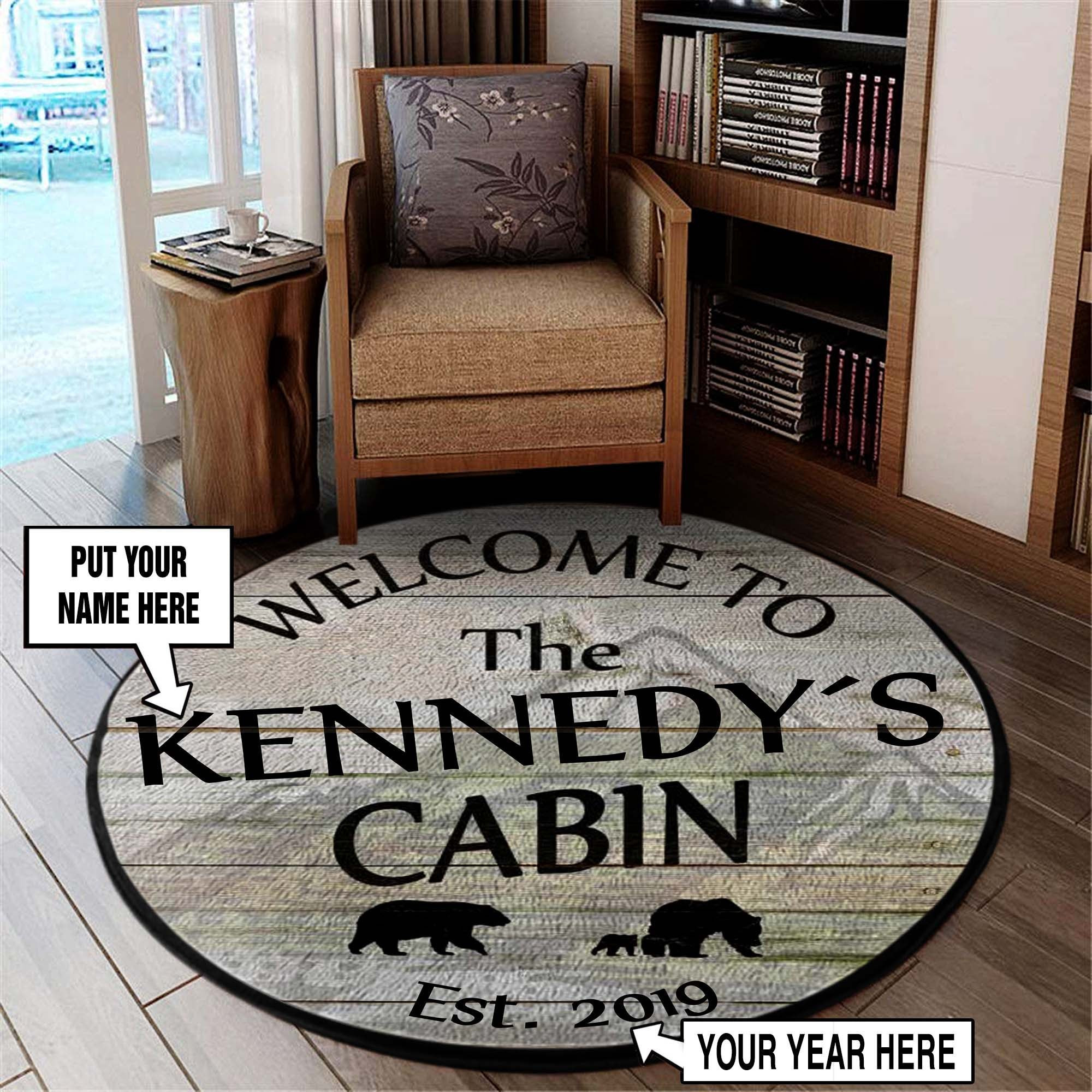 Personalized Welcome To The Cabin Round Rug Carpet Bedroom Livingroom Home Decor