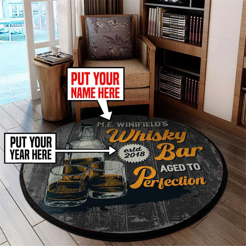 Personalized Whiskey Bar Round Floor Mat Room Rugs Carpet Aged To Perfection Round Rug Carpet Bedroom Livingroom Home Decor