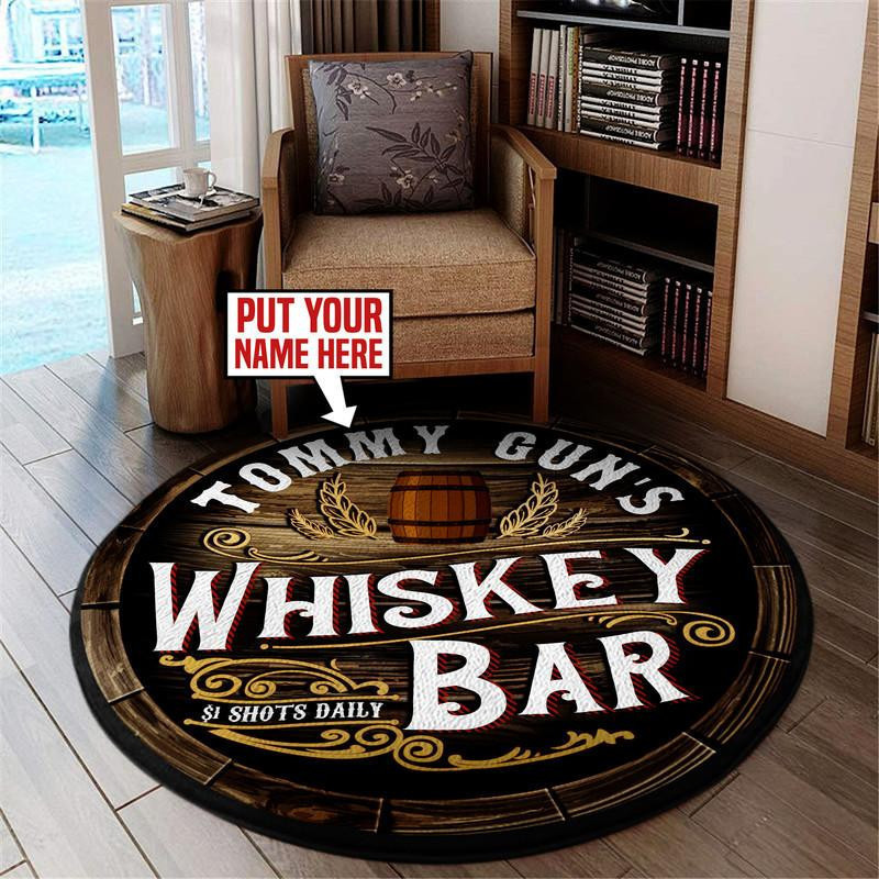 Personalized Whiskey Bar Round Rug Carpet Bedroom Livingroom Home Decor