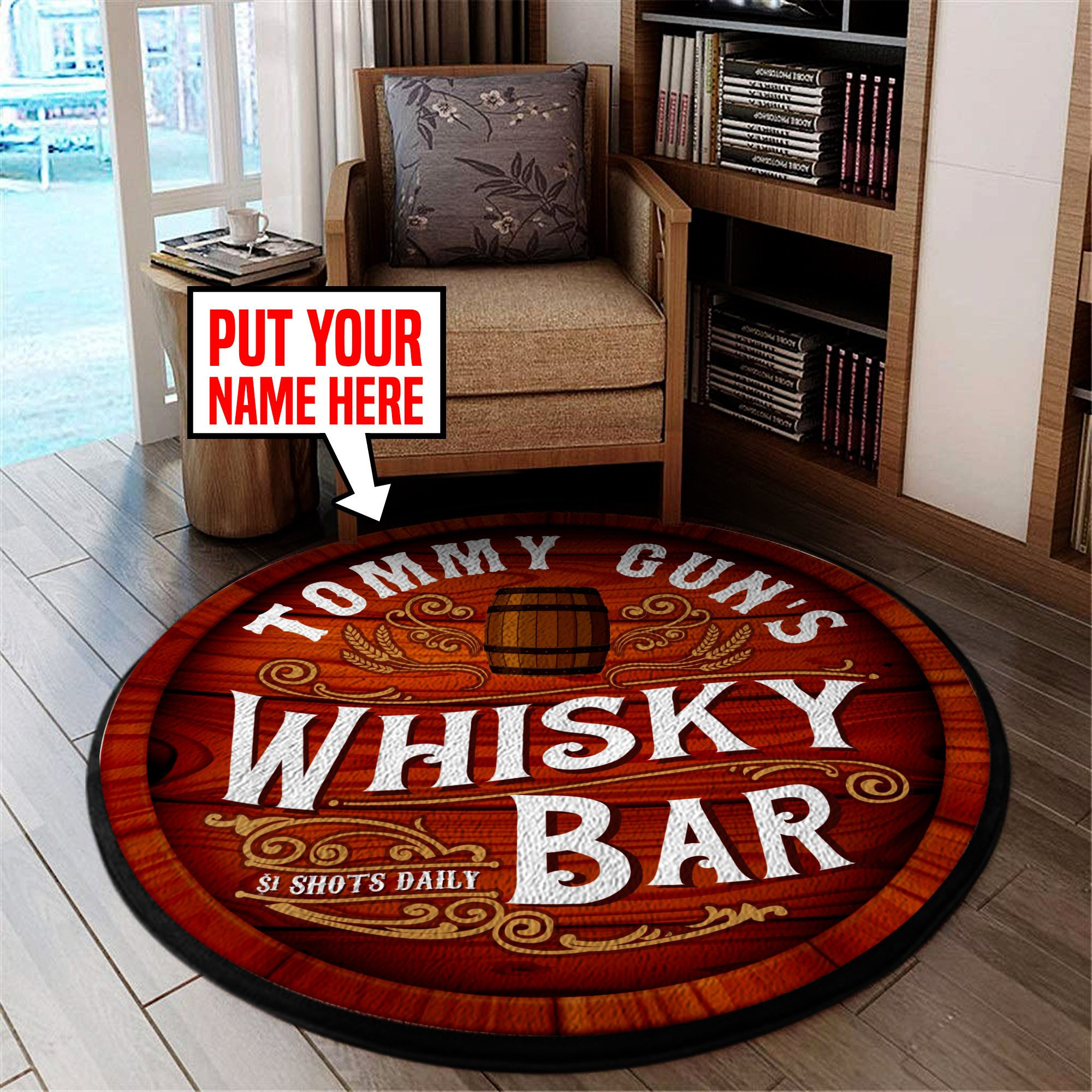 Personalized Whiskey Bar Round Rug Carpet Bedroom Livingroom Home Decor