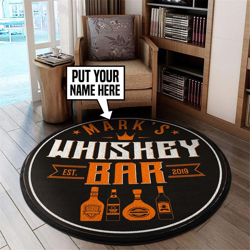 Personalized Whiskey Bar Round Rug Carpet Bedroom Livingroom Home Decor - Image 3