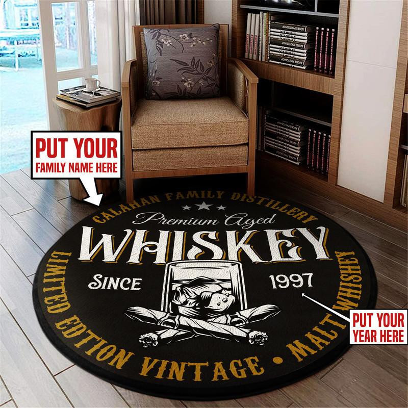 Personalized Whiskey Round Rug Carpet Bedroom Livingroom Home Decor