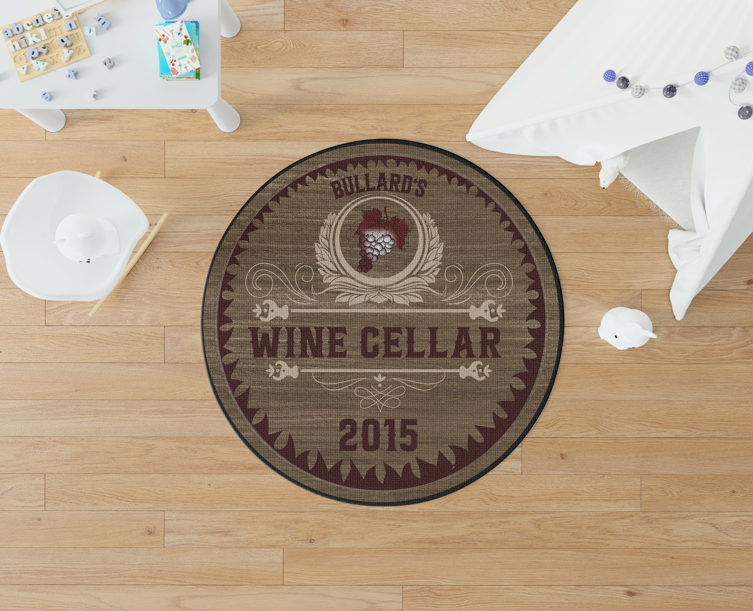 Personalized Wine Cellar Living Room Round Rug Carpet Bedroom Livingroom Home Decor