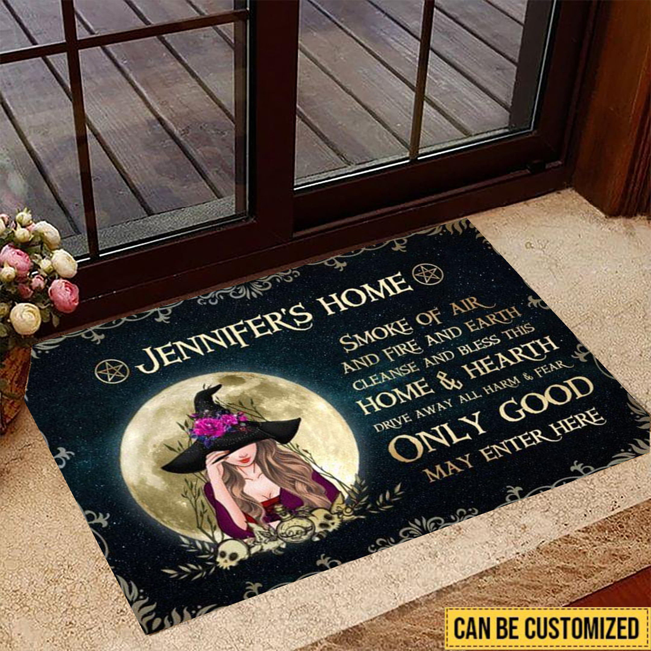 Personalized Witch Rubber Doormat Only Good May Enter Here Halloween Wiccan Rubber Doormat Gifts
