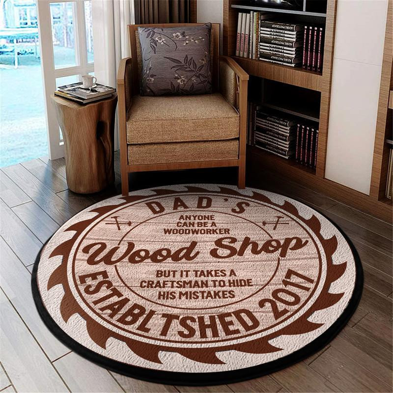 Personalized Woodshop Round Rug Carpet Bedroom Livingroom Home Decor