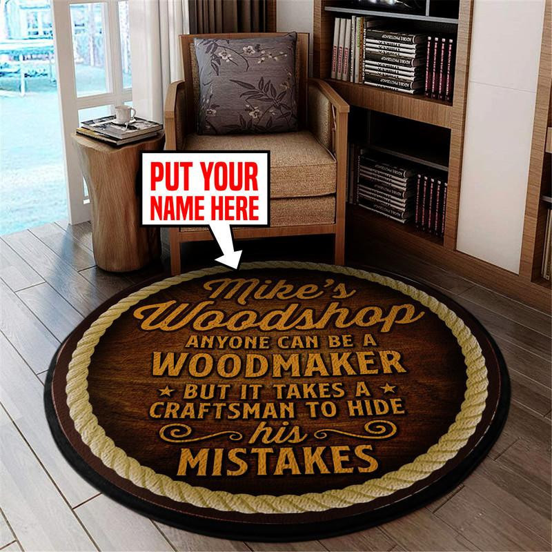Personalized Woodshop Round Rug Carpet Bedroom Livingroom Home Decor