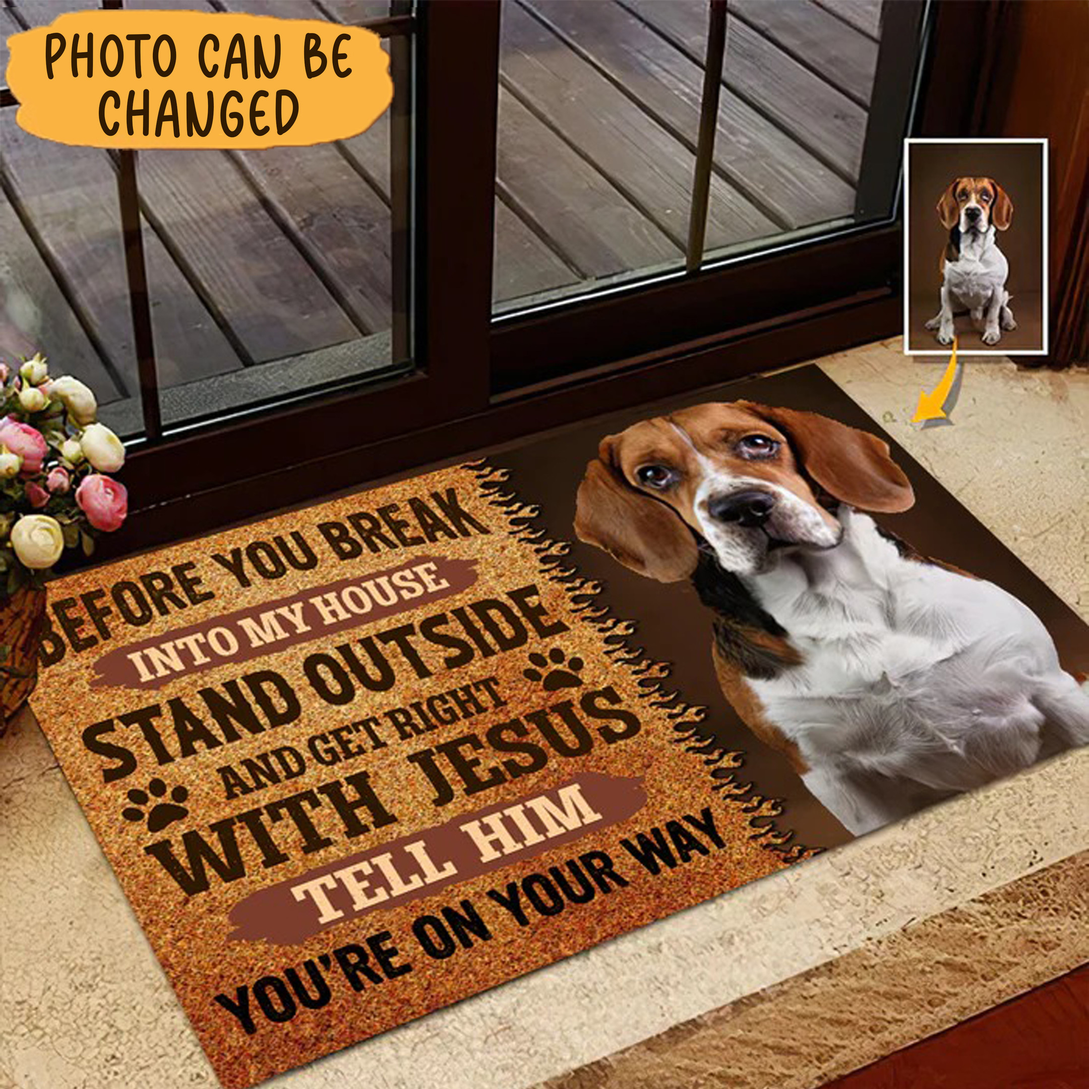 Personalizedized Before You Break Into My House Rubber Doormat Beagle Dog Welcome Mat Housewarming Gift