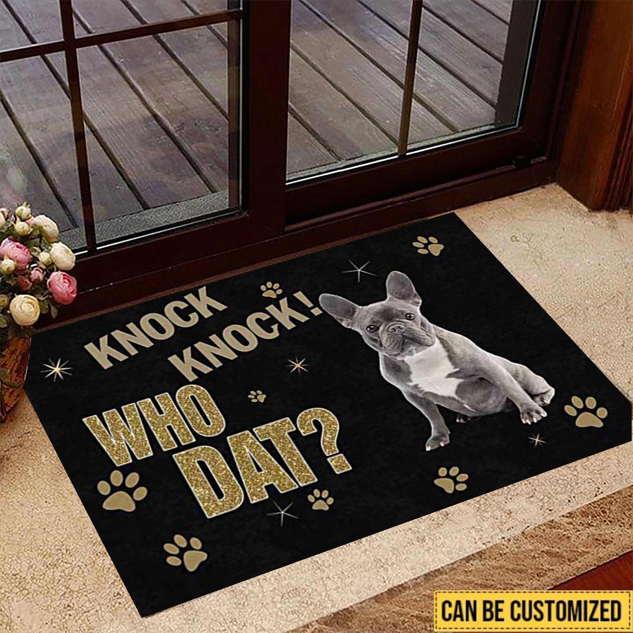 Personalizedized Dog Knock Knock Who Dat Rubber Doormat Personalized Personalized Rubber Doormat With Dog Picture