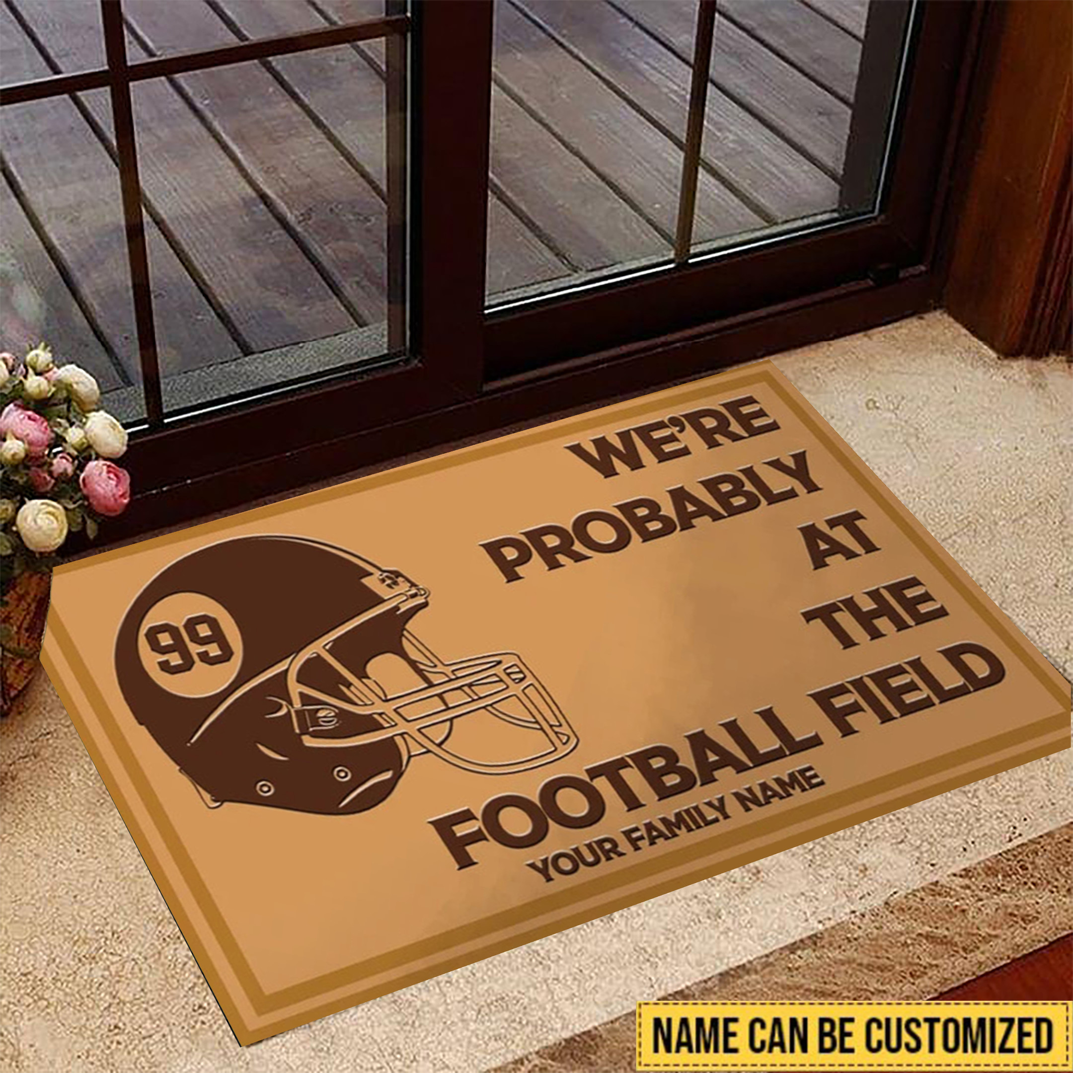 Personalizedized Football Rubber Doormat We're Probably At The Football Field Door Mat Gifts