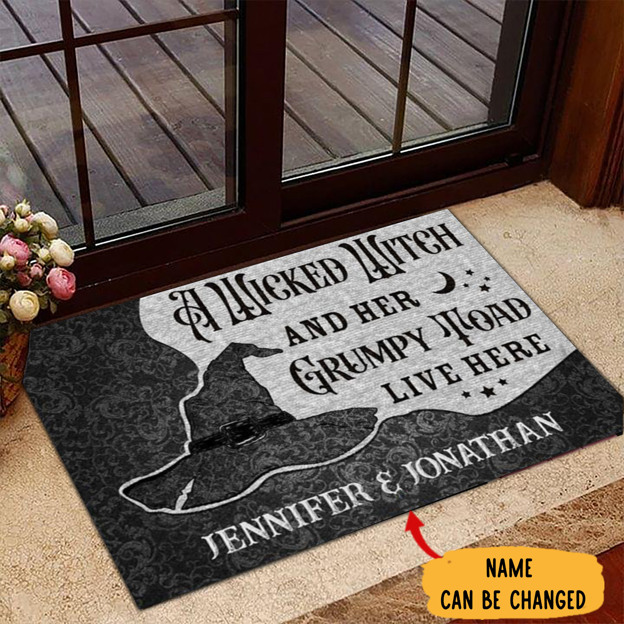 Personalizedized Witch Rubber Doormat A Wicked Witch And Her Grumpy Toad Live Here Rubber Doormat Funny Home Decor