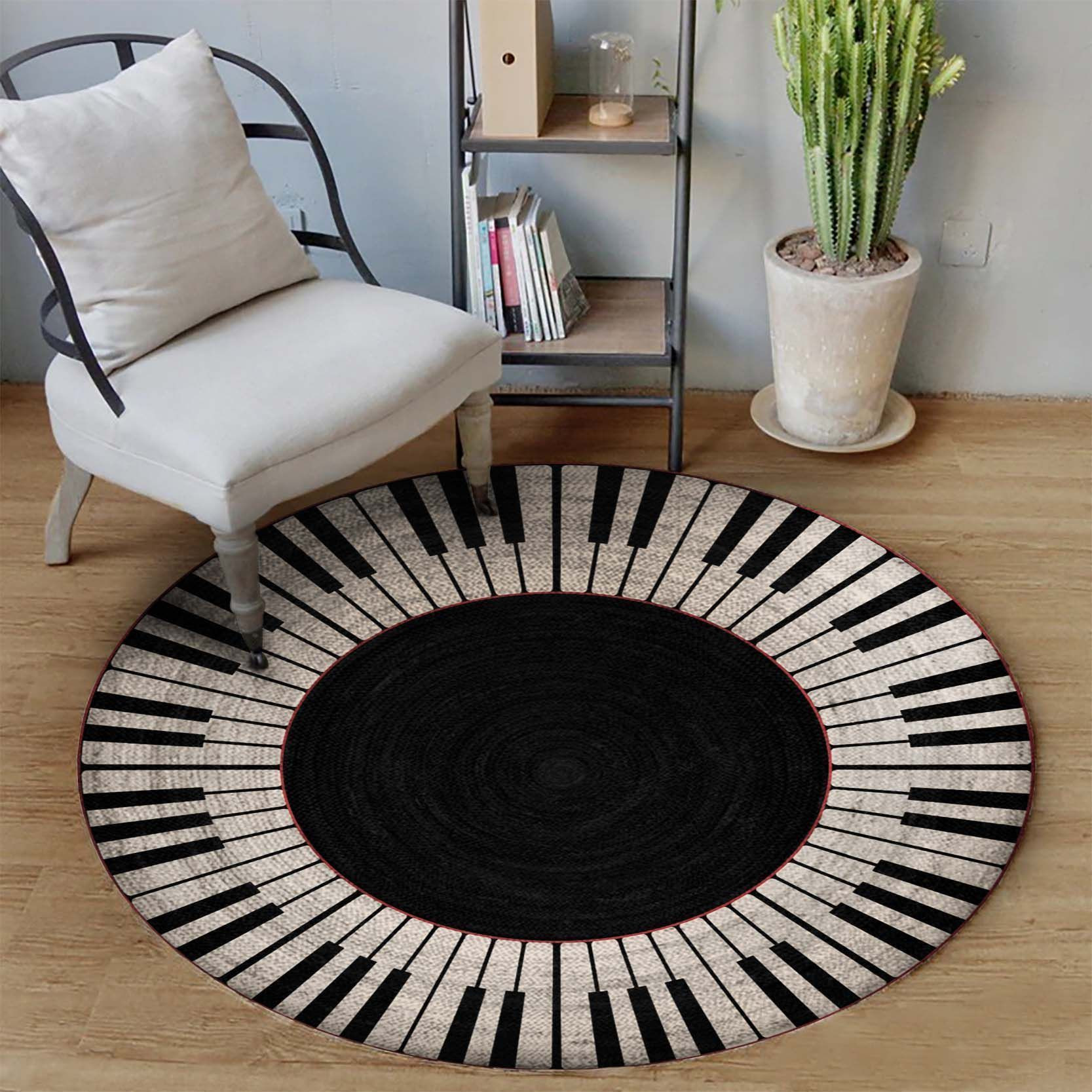 Piano Music Round Rug Carpet Bedroom Livingroom Home Decor