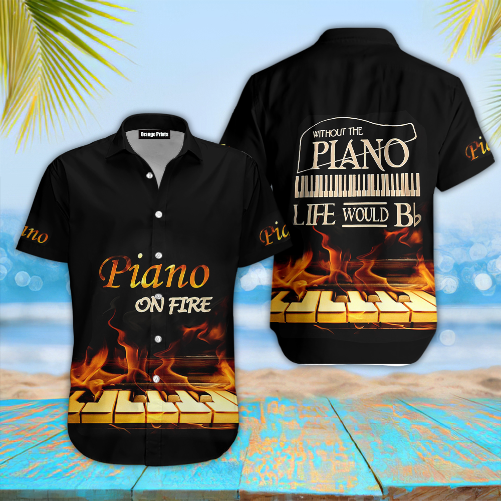 Piano On Fire Hawaiian Shirt