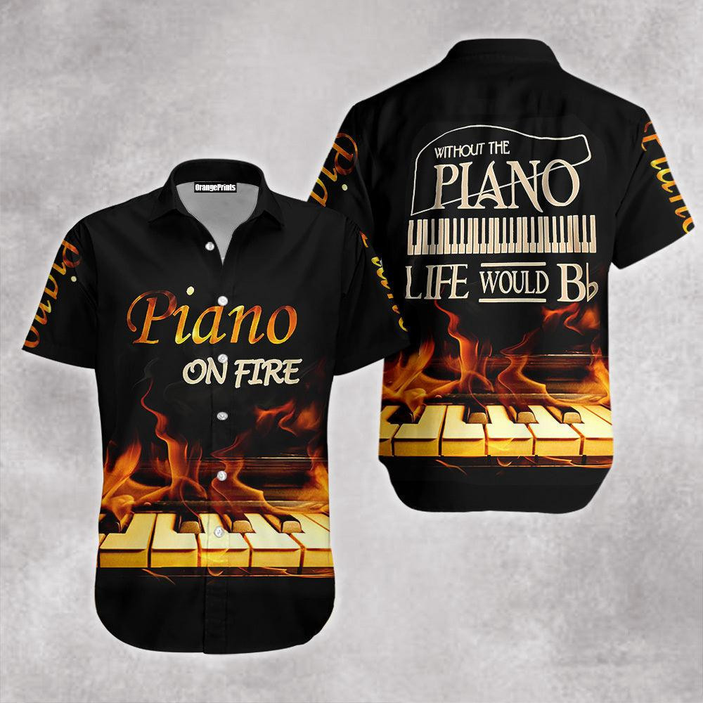 Piano On Fire Hawaiian Shirt