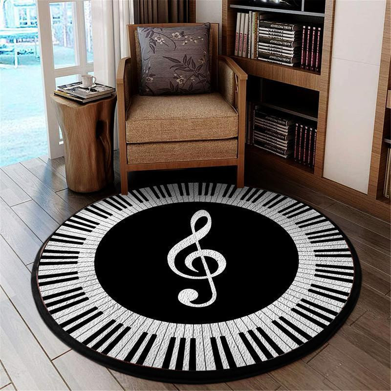 Piano Room Living Room Round Rug Carpet Bedroom Livingroom Home Decor