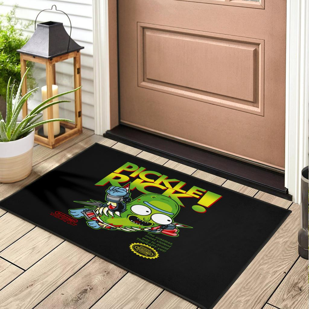 Pickle rick funny Rubber Doormats - Image 3