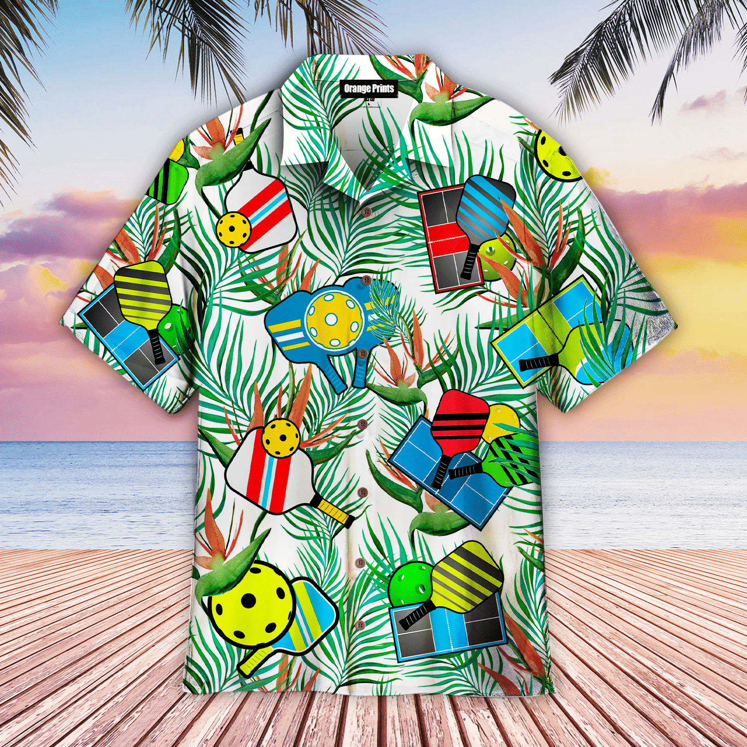 Pickleball and Leaves Hawaiian Shirt