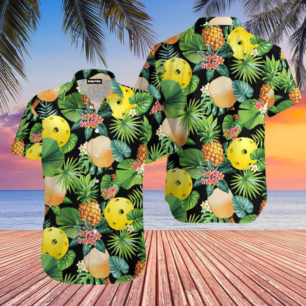Pickleball Pineapple Tropical Hawaiian Shirt