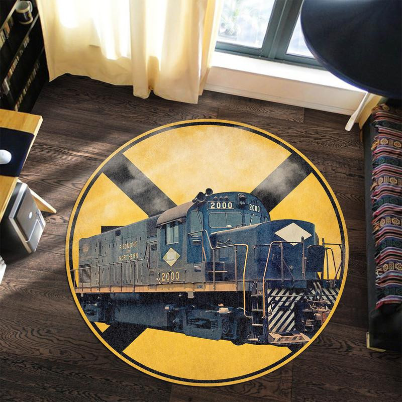 Piedmont & Northern Railroad Crossing Round Rug Carpet Bedroom Livingroom Home Decor