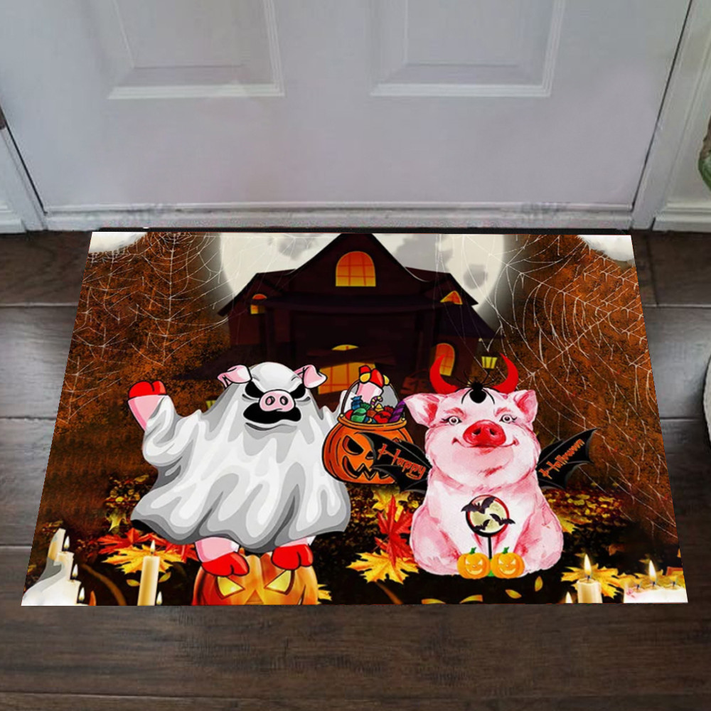 Pig Happy Halloween Rubber Doormat Funny Humor Halloween House Decorations Inside
