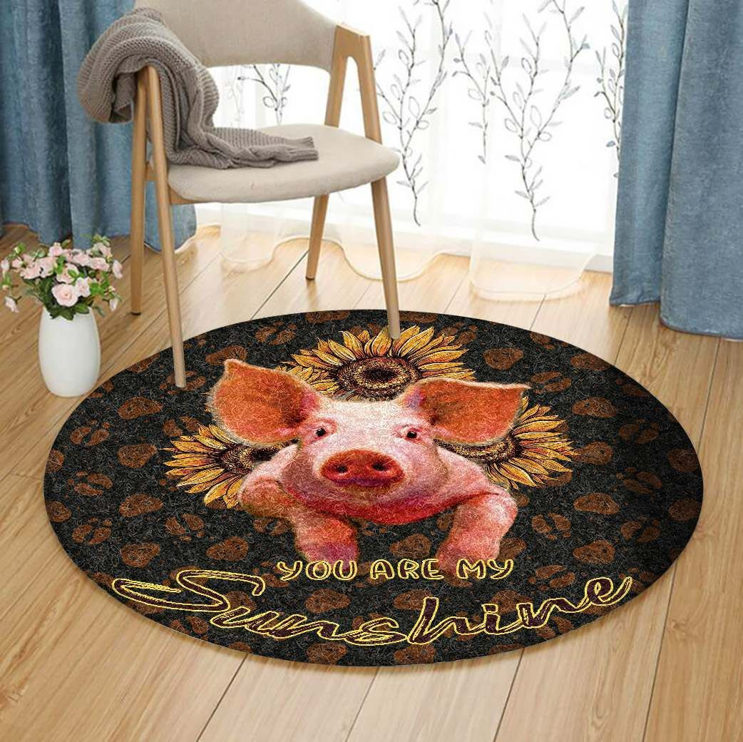 Pig Sunshine Round Rug Carpet Bedroom Livingroom Home Decor