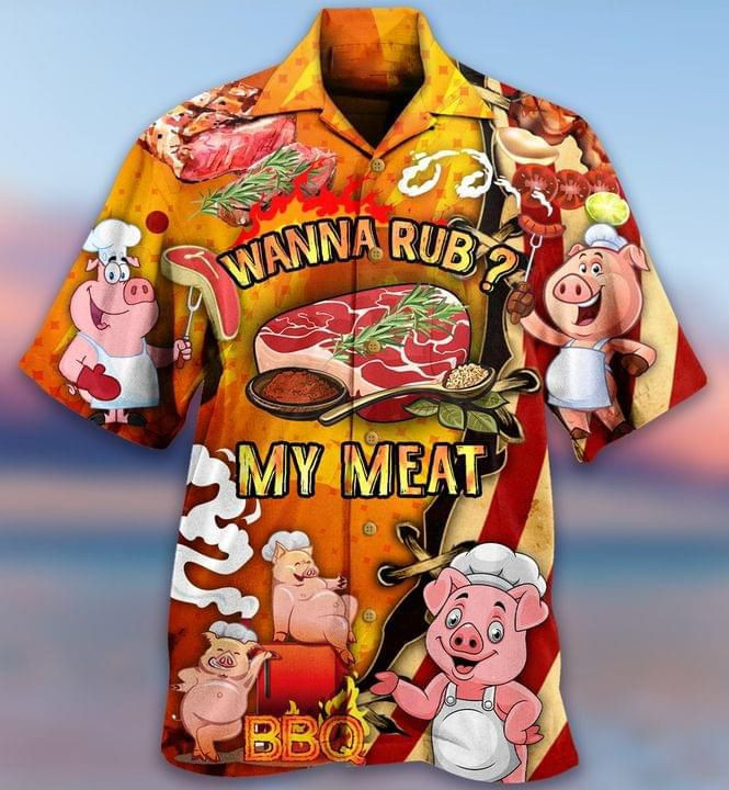 Pig Wanna Rub My Meat Print Hawaiian Shirt