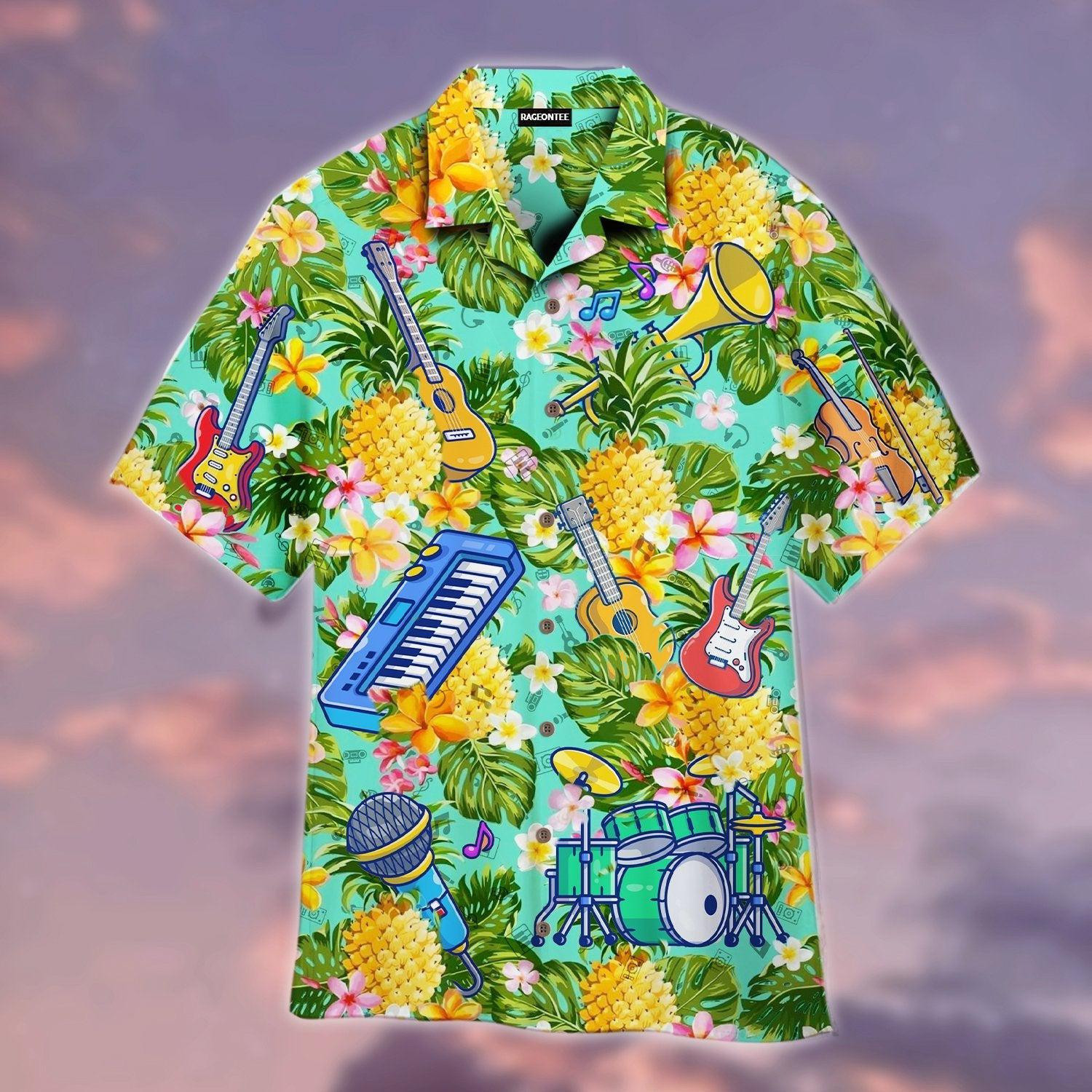 Pineapple Musical Instrument Hawaiian Shirt